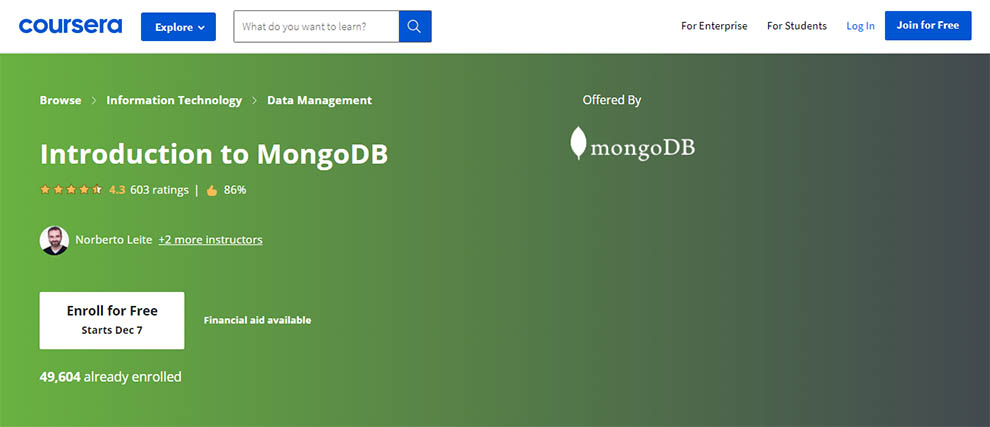 Introduction to MongoDB – Offered by MongoDB