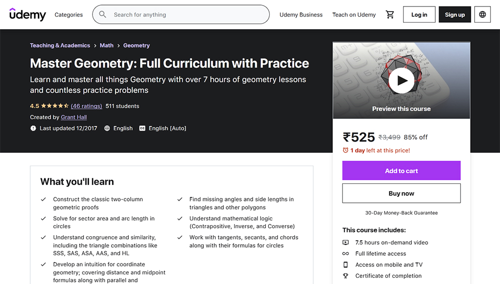 Master Geometry: Full Curriculum with Practice