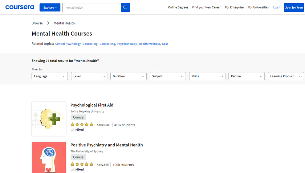 Mental Health Courses