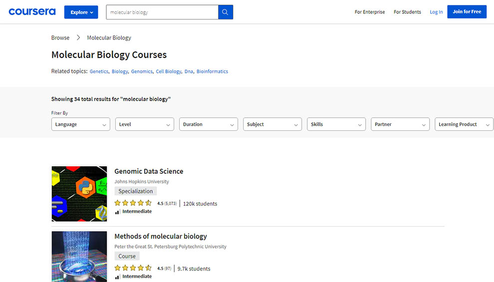 Molecular Biology Courses