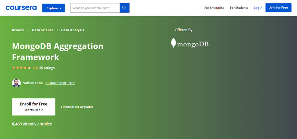 MongoDB Aggregation Framework – Offered by MongoDB