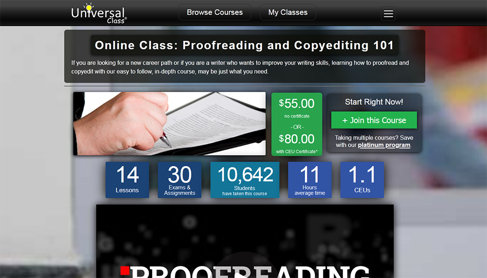 Online Course: Proofreading and Copyediting 101 by Universal Class