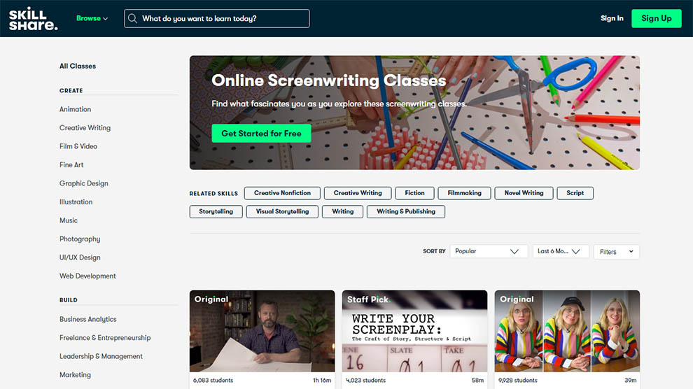 Screenwriting Classes by Skillshare