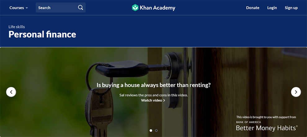 Personal Finance course by Khan Academy