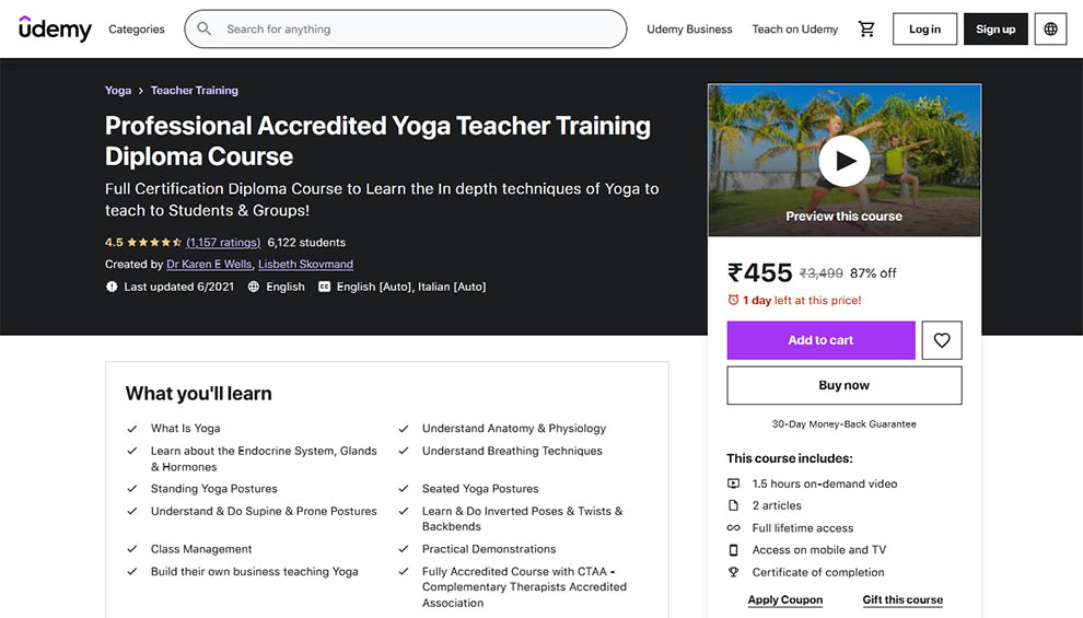 Professional Accredited Yoga Teacher Training Diploma Course