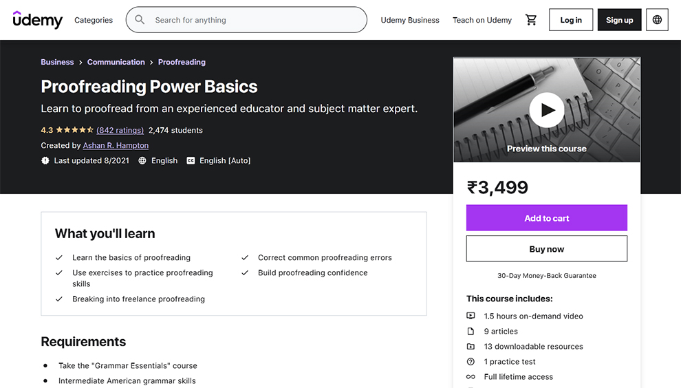 Proofreading Power Basics by Udemy