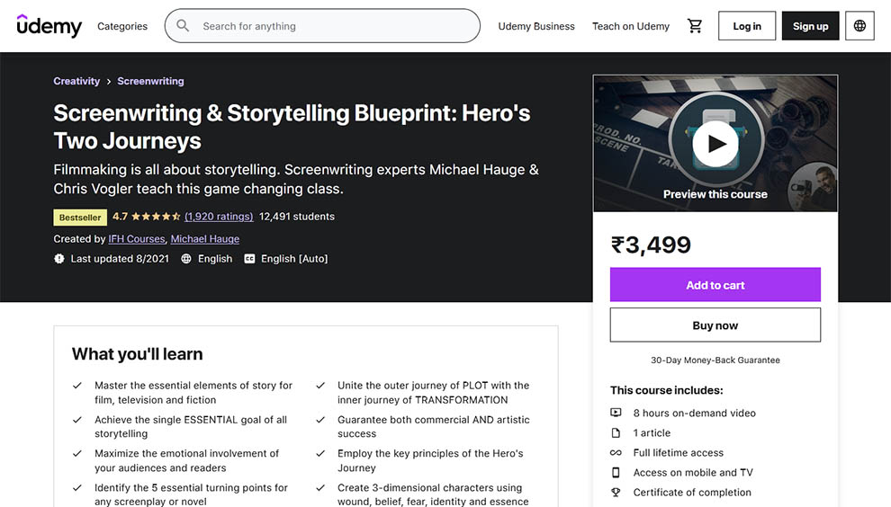 Screenwriting and Storytelling Blueprint: Hero’s Two Journeys by Udemy