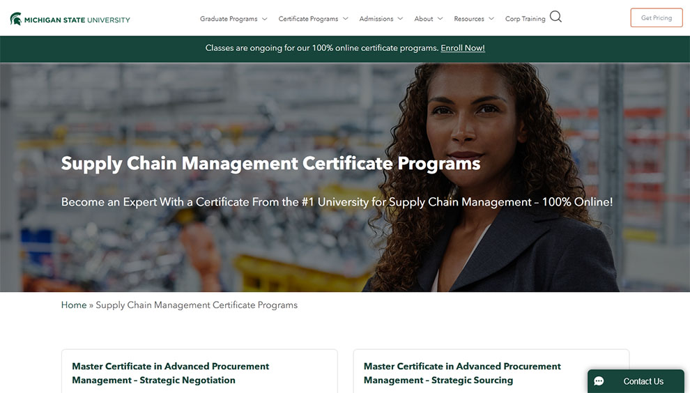 Supply Chain Management Certificate Programs