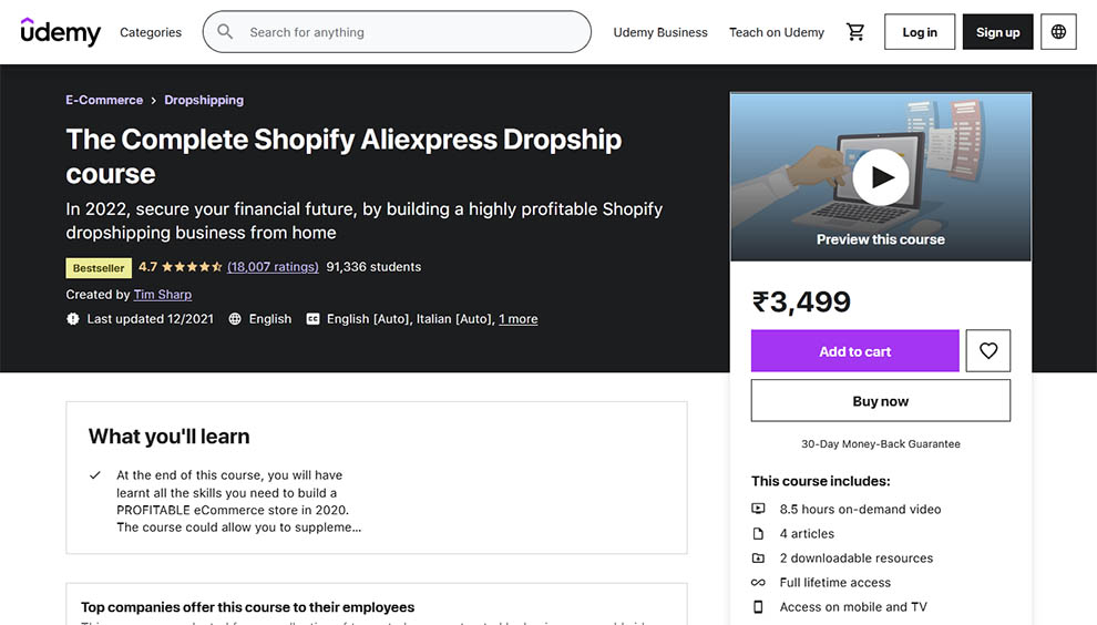 The Complete Shopify AliExpress Dropship course