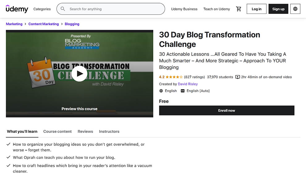 30 Day Blog Transformation Challenge