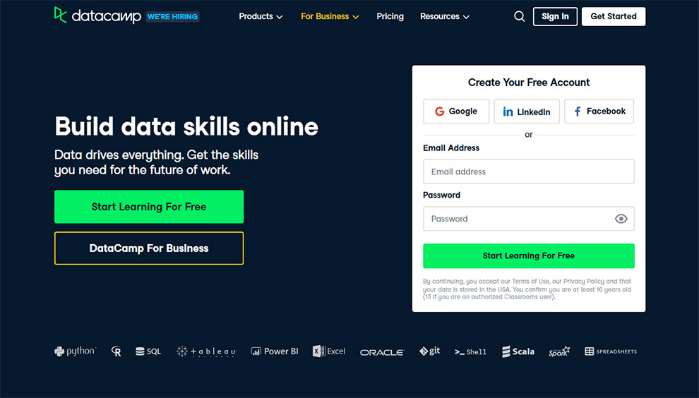 Build data skills online by DataCamp