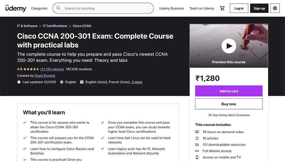 Cisco CCNA 200-301 Exam: Complete Course with practical labs