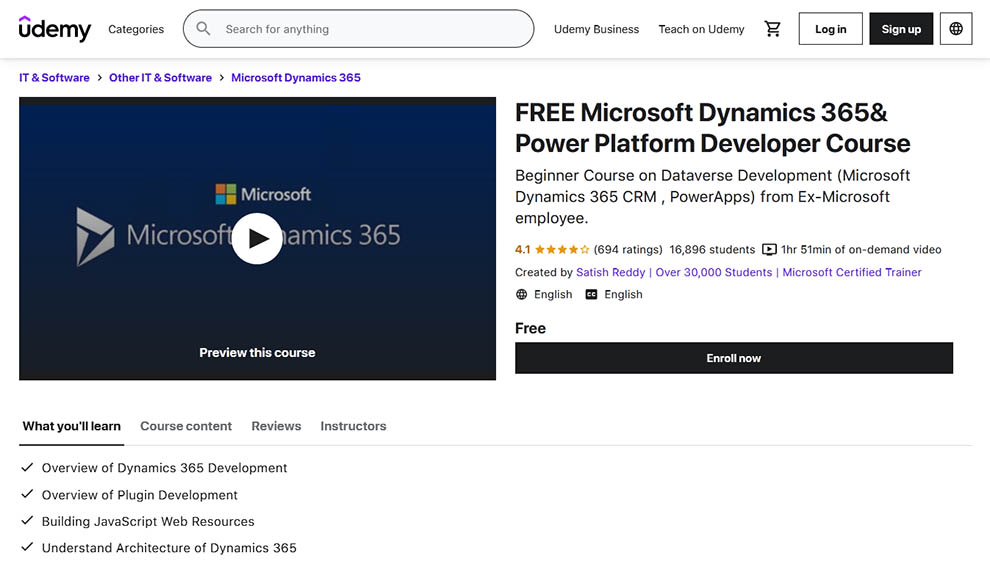 FREE Microsoft Dynamics 365& Power Platform Developer Course