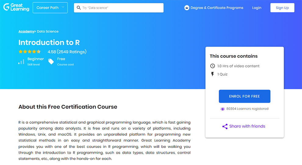 Introduction to R by Great Learning