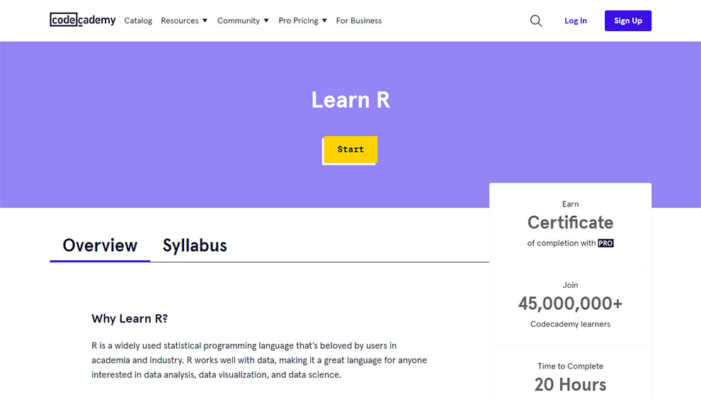 Learn R with Codecademy