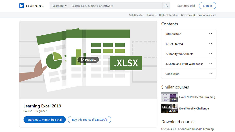 Learning Excel 2019