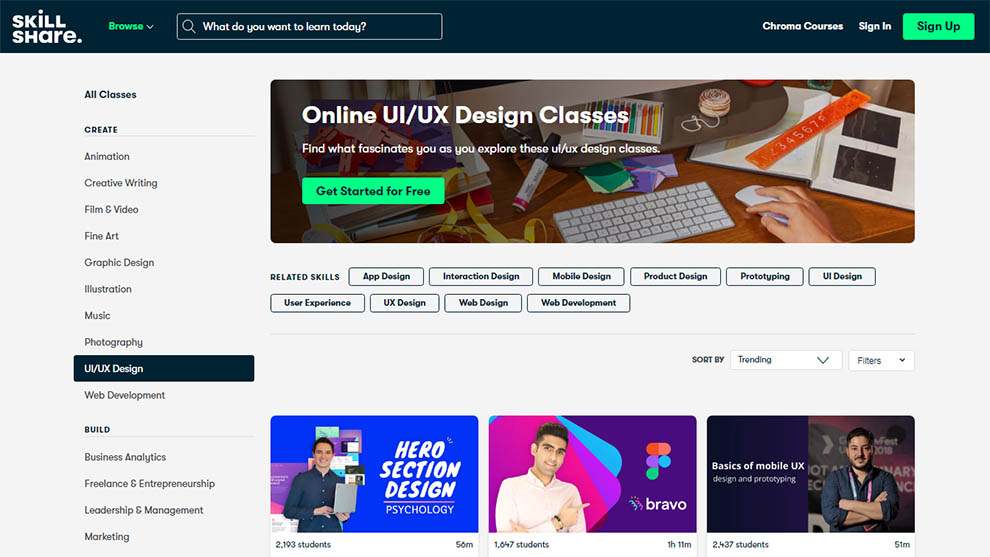 Online UI/UX Design Skillshare Courses