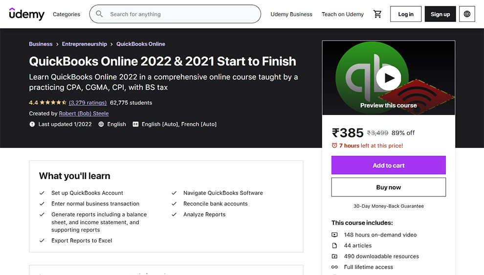 QuickBooks Online 2022 & 2021 Start to Finish