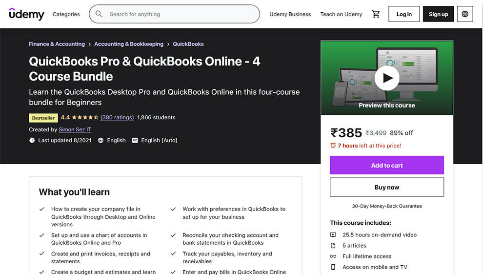 QuickBooks Pro & QuickBooks Online - 4 Course Bundle