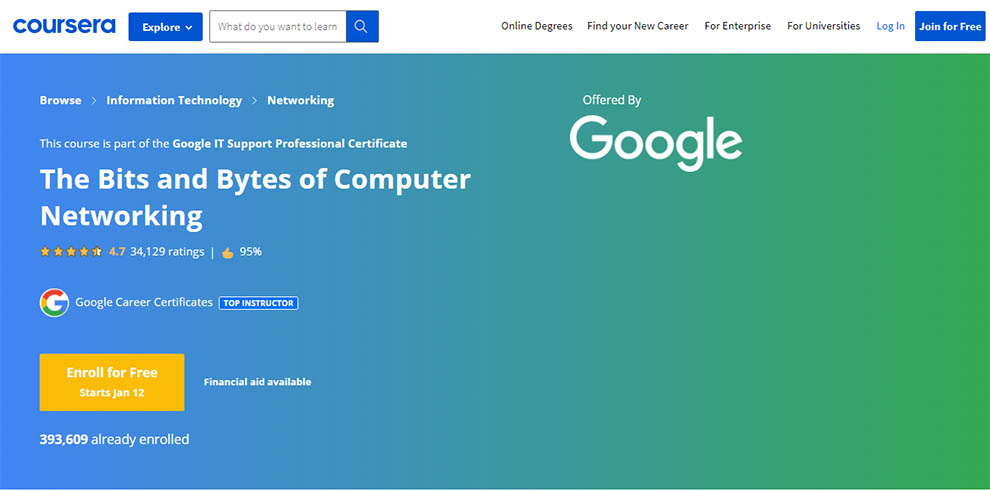 The Bits and Bytes of Computer Networking – Offered by Google