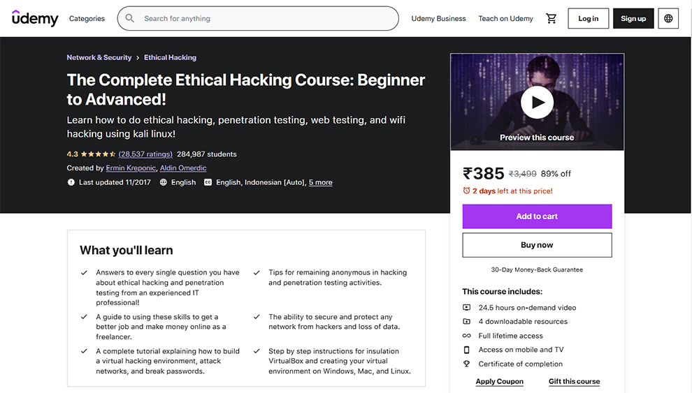 The Complete Ethical Hacking Course: Beginner to Advanced