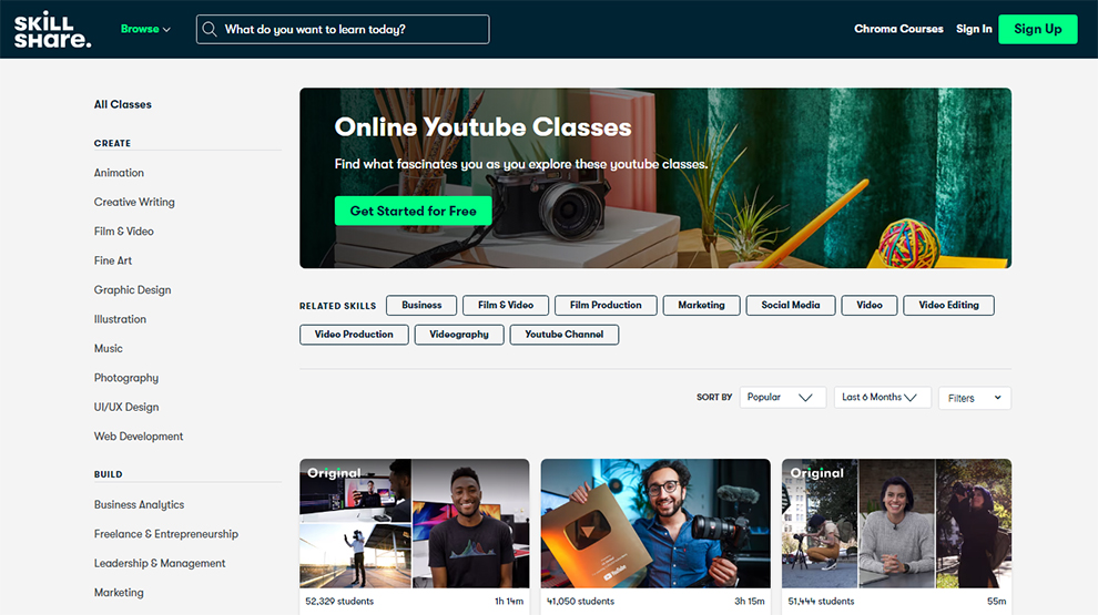 A Series of Online YouTube Courses by Skillshare