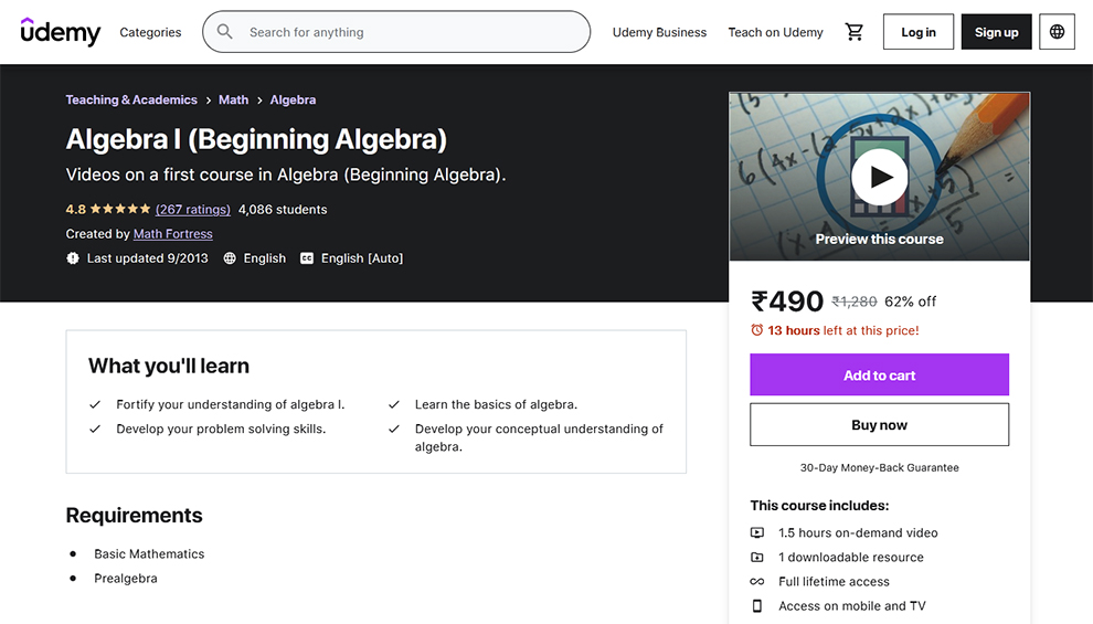 Algebra I (Beginning Algebra)