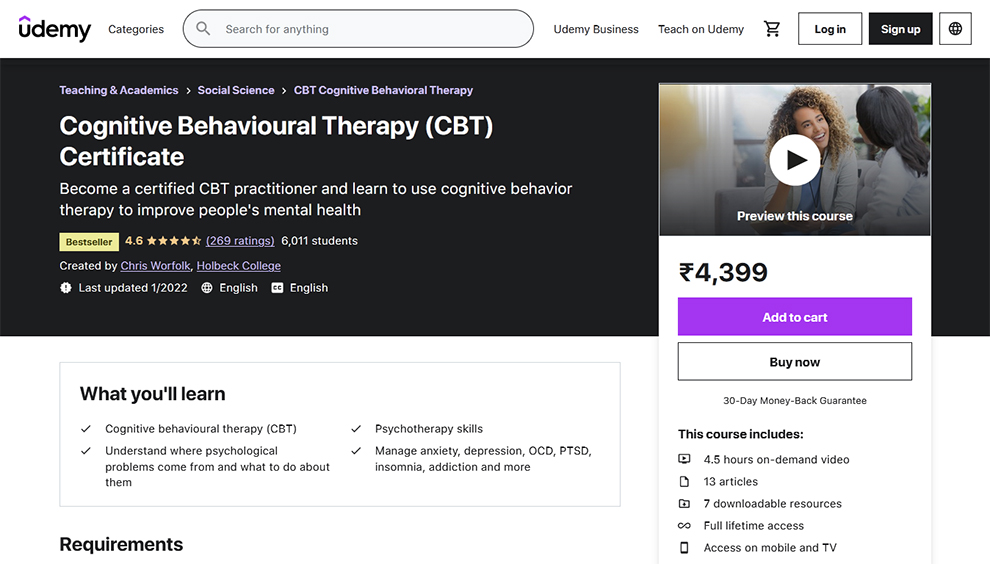 Cognitive Behavioural Therapy (CBT) Certificate