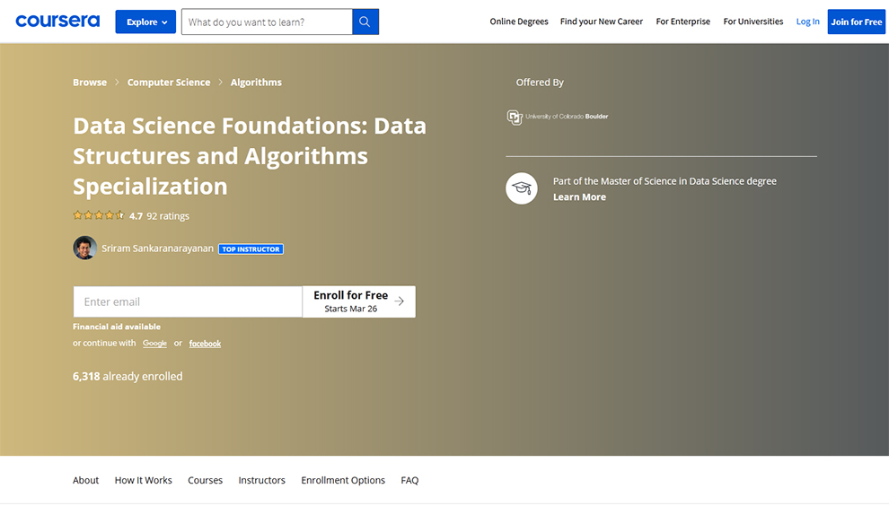 Data Science Foundations: Data Structures and Algorithms Specialization