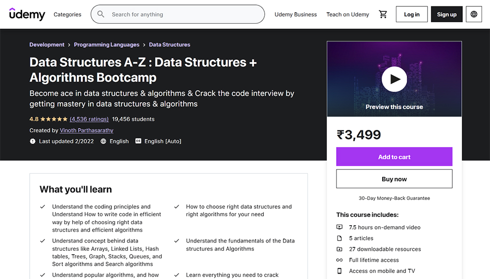 Data Structures A-Z : Data Structures + Algorithms Bootcamp