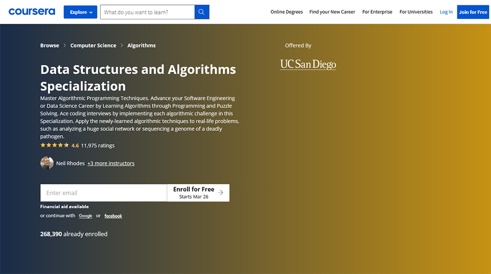 Data Structures and Algorithms Specialization – by University of California San Diego