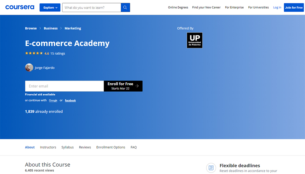 E-commerce Academy – Offered by Universidad de Palermo