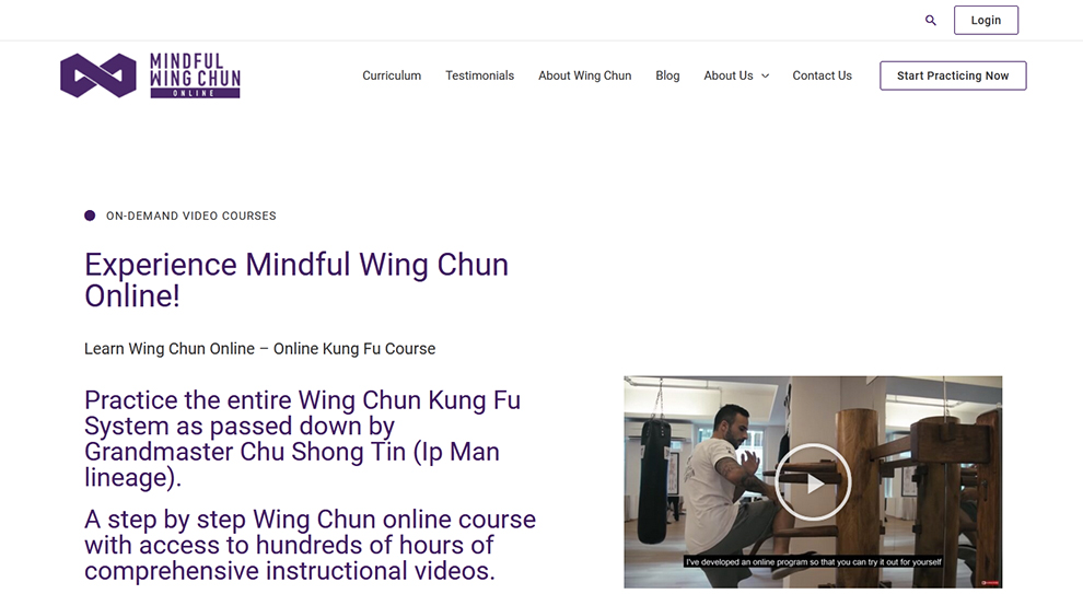 Experience Mindful Wing Chun Online