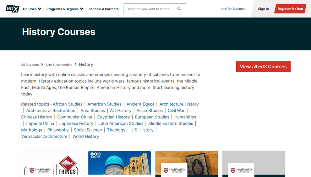 History Courses by edX