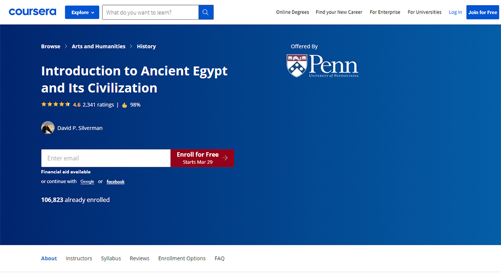 Introduction to Ancient Egypt and Its Civilization by Penn, University of Pennsylvania