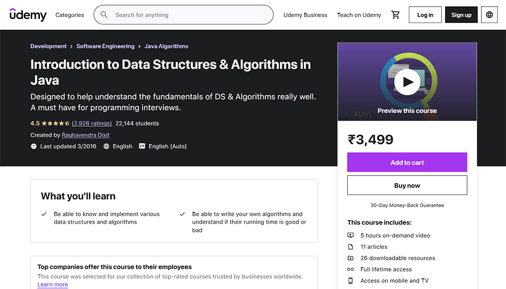 Introduction to Data Structures & Algorithms in Java 
