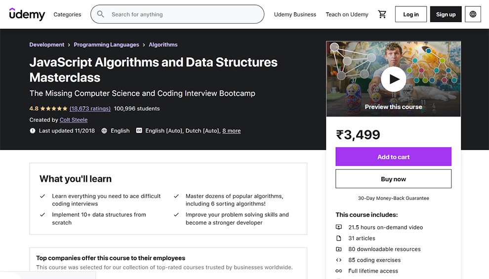 JavaScript Algorithms and Data Structures Masterclass