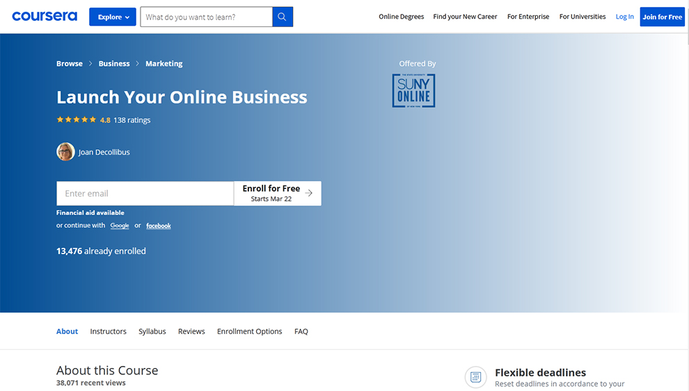 Launch Your Online Business – Offered by State University of New York Online