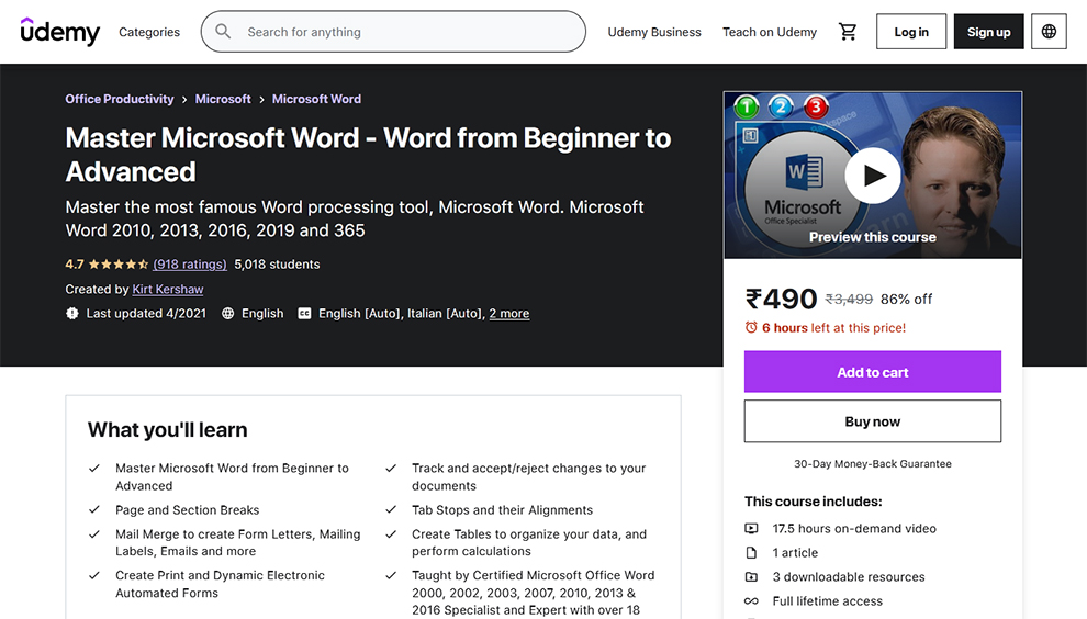 Master Microsoft Word – Word from Beginner to Advanced