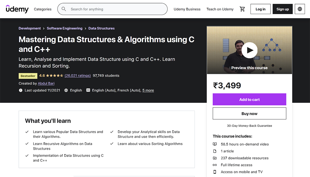 Mastering Data Structures & Algorithms using C and C++ 