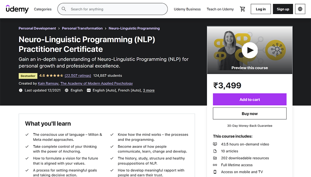 Neuro-Linguistic Programming (NLP) Practitioner Certificate