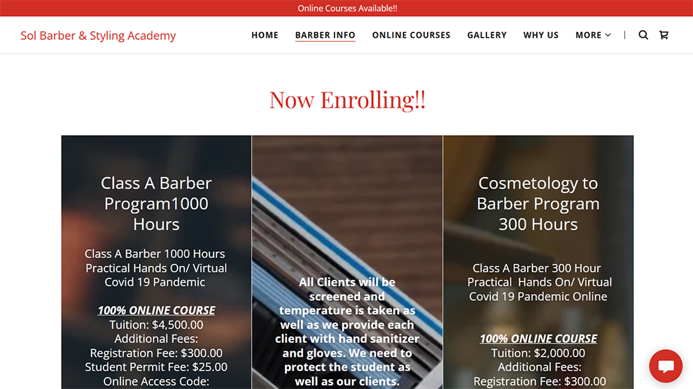 Online Courses from Sol Barber and Styling Academy