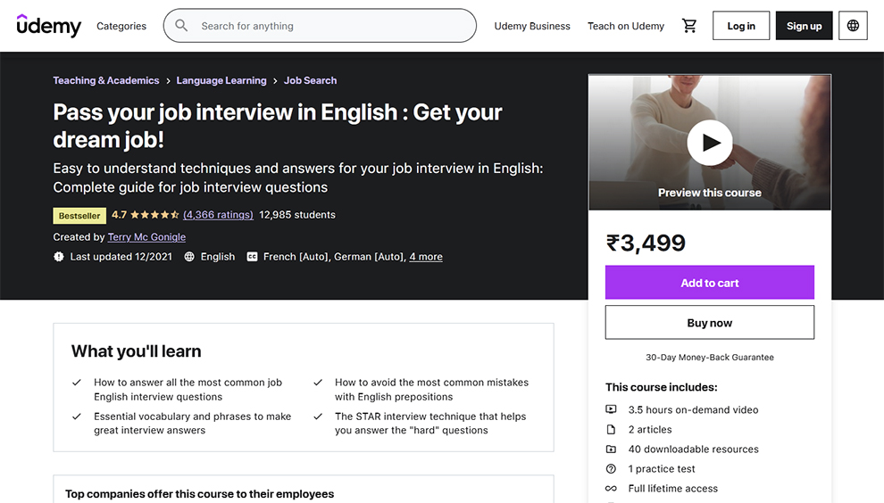 Pass your job interview in English: Get your dream job