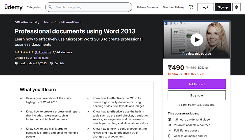 Professional documents using Word 2013