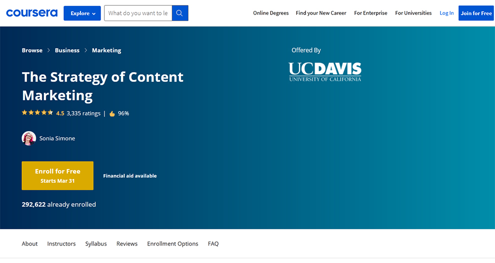 The Strategy of Content Marketing by University of California 