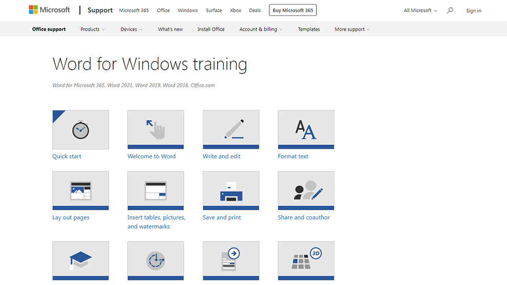 Word for Windows training