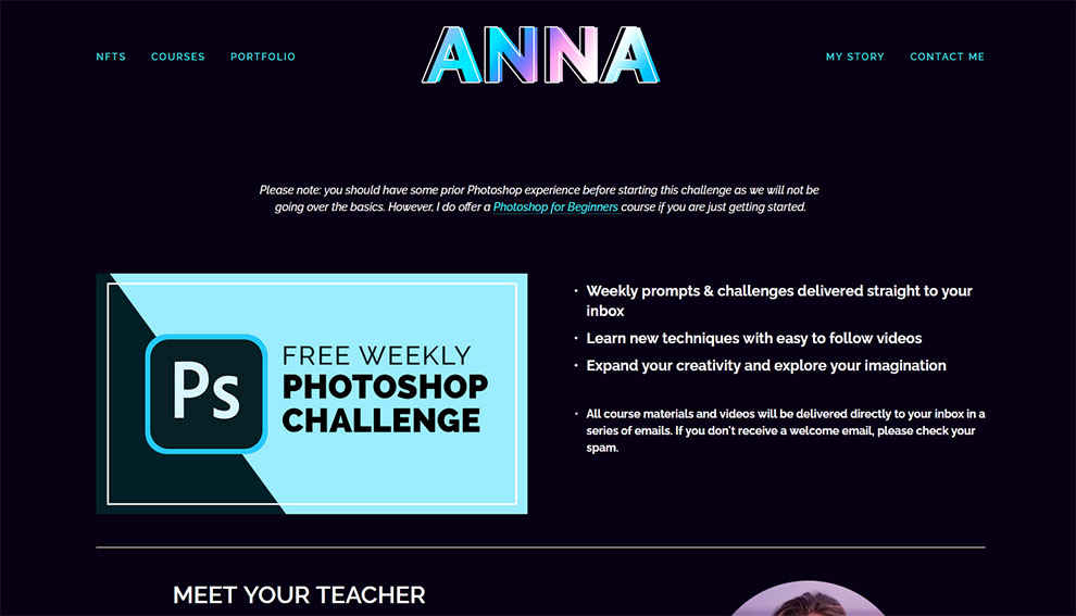 Free Weekly Photoshop challenge ideas by Anna