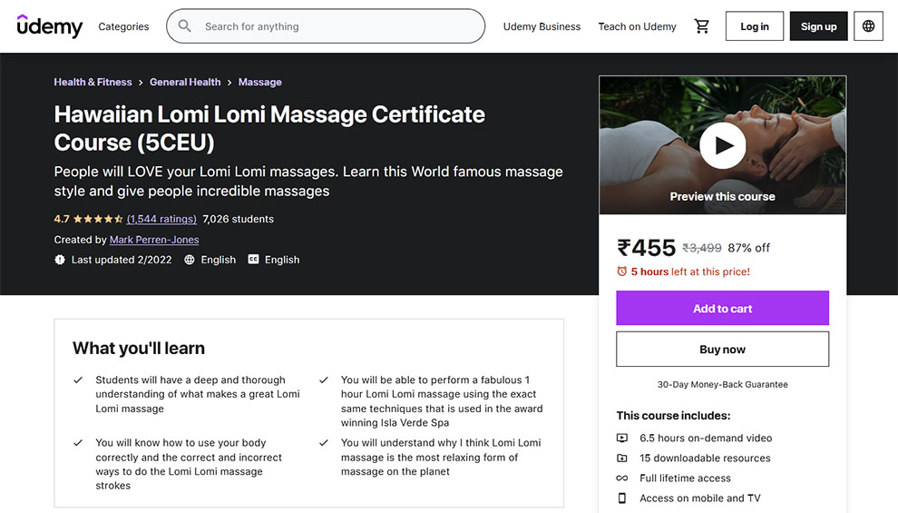 Hawaiian Lomi Lomi Massage Certificate Course 