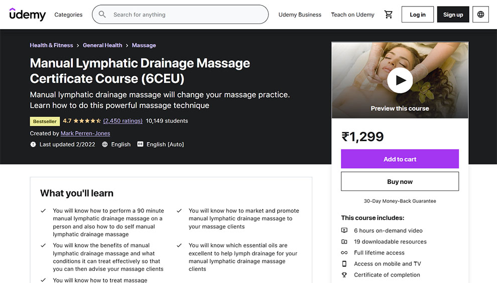 Manual Lympathic Drainage Massage Certificate Course
