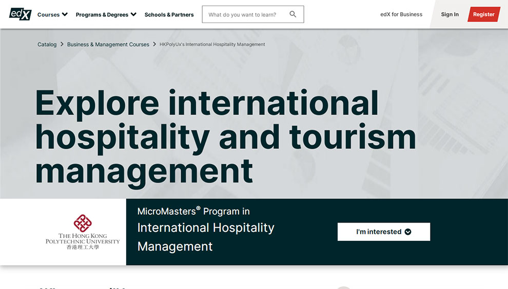 MicroMasters Program in International Hospitality Management by the Hong Kong Polytechnic University
